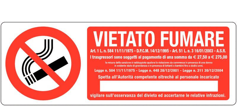 cartelli vietato fumare da