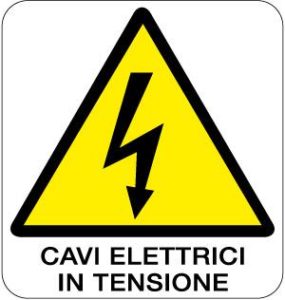 cartello cavi elettrici in tensione