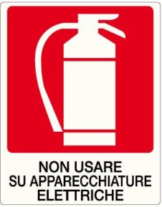 cartello estintore non usare su apparecchiature elettriche